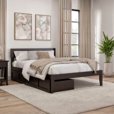 Boston Platform Bed with Set of 2 Storage Drawers