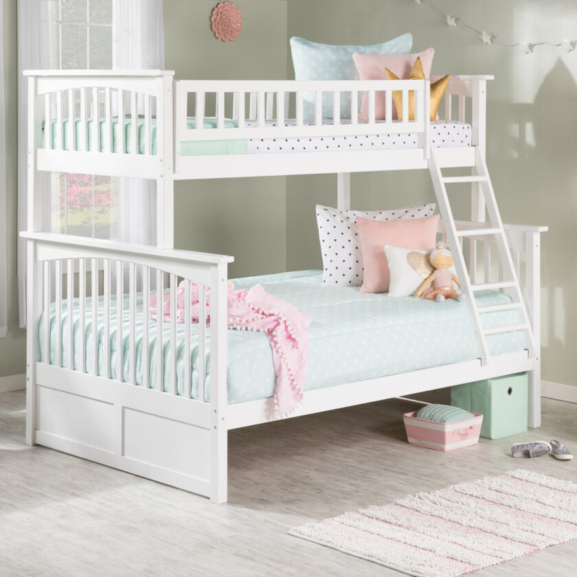 Columbia Twin over Twin Ladder Bunk Bed in White - 30 Degree Angle - Roomsetting