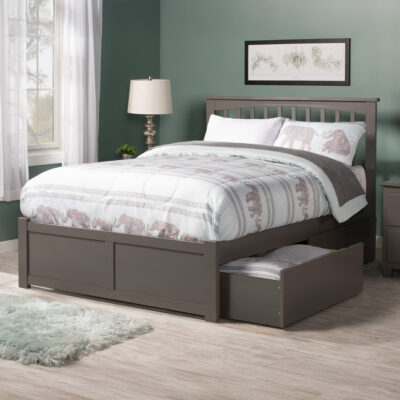 Mission Platform Bed with Footboard & Set of 2 Storage Drawers