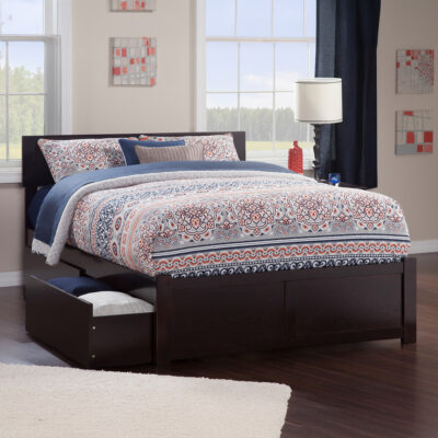 Orlando Platform Bed with Footboard & Set of 2 Storage Drawers