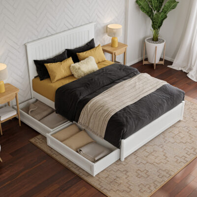Malta Platform Bed with Footboard & Set of 2 Storage Drawers