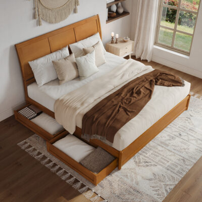 Andorra Platform Bed with Footboard & Set of 2 Storage Drawers