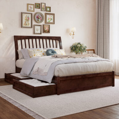 Roslyn Platform Bed with Footboard & Set of 2 Storage Drawers