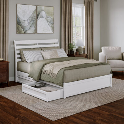 Emelie Platform Bed with Footboard & Set of 2 Storage Drawers