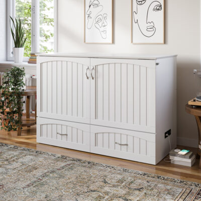 Southampton Murphy Bed Chest with Mattress, Storage Drawer & Built-In Charger