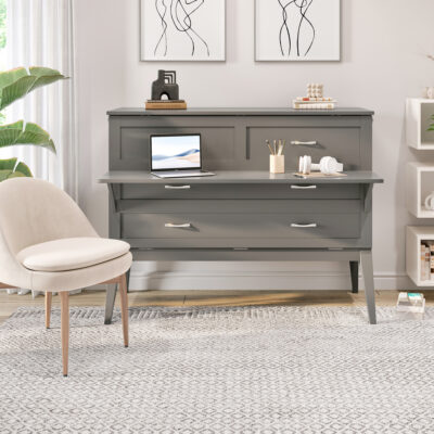 Northampton Full Murphy Bed Desk with Mattress & Built-In Charger