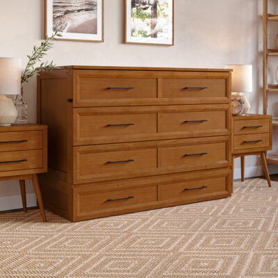 Tucson Murphy Bed Chest with 6" Mattress, Storage Drawer & Built-in Charger